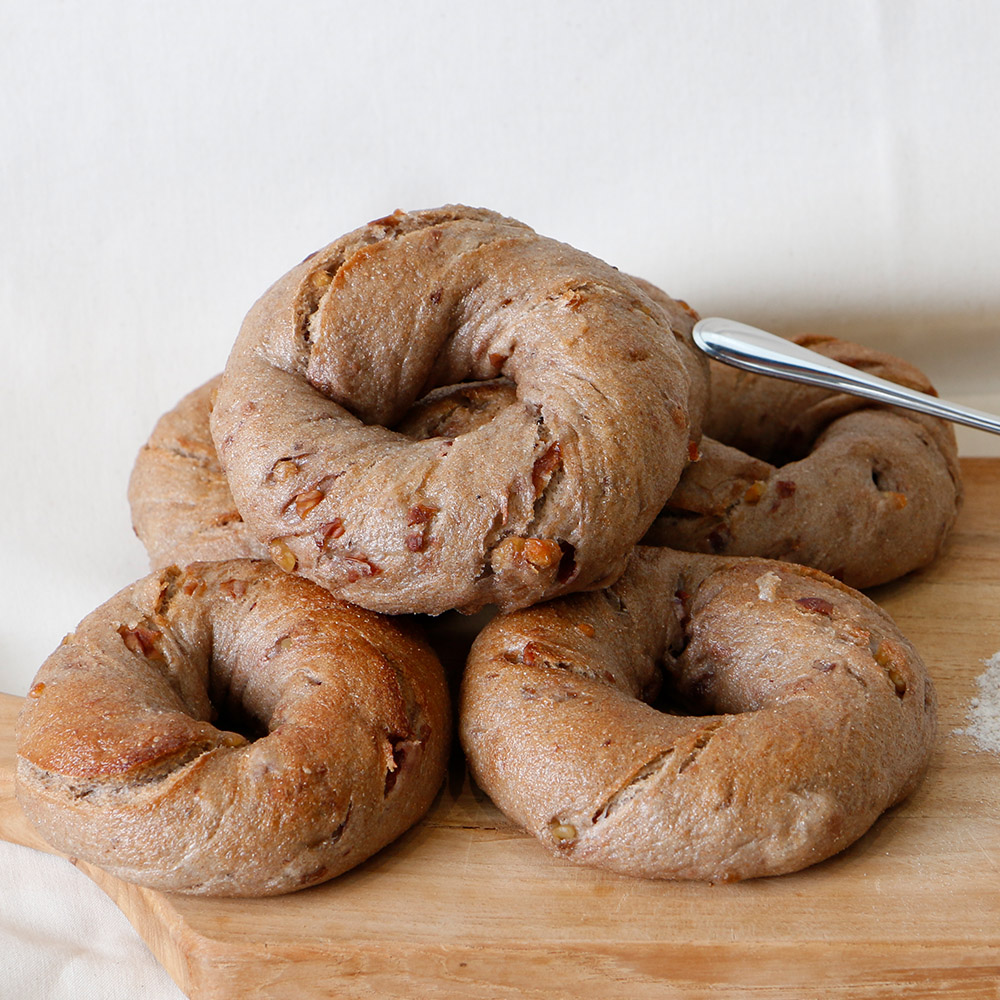 통밀 호두 크랜베리 베이글 110g 우리밀 천연발효 통곡물 건강 빵