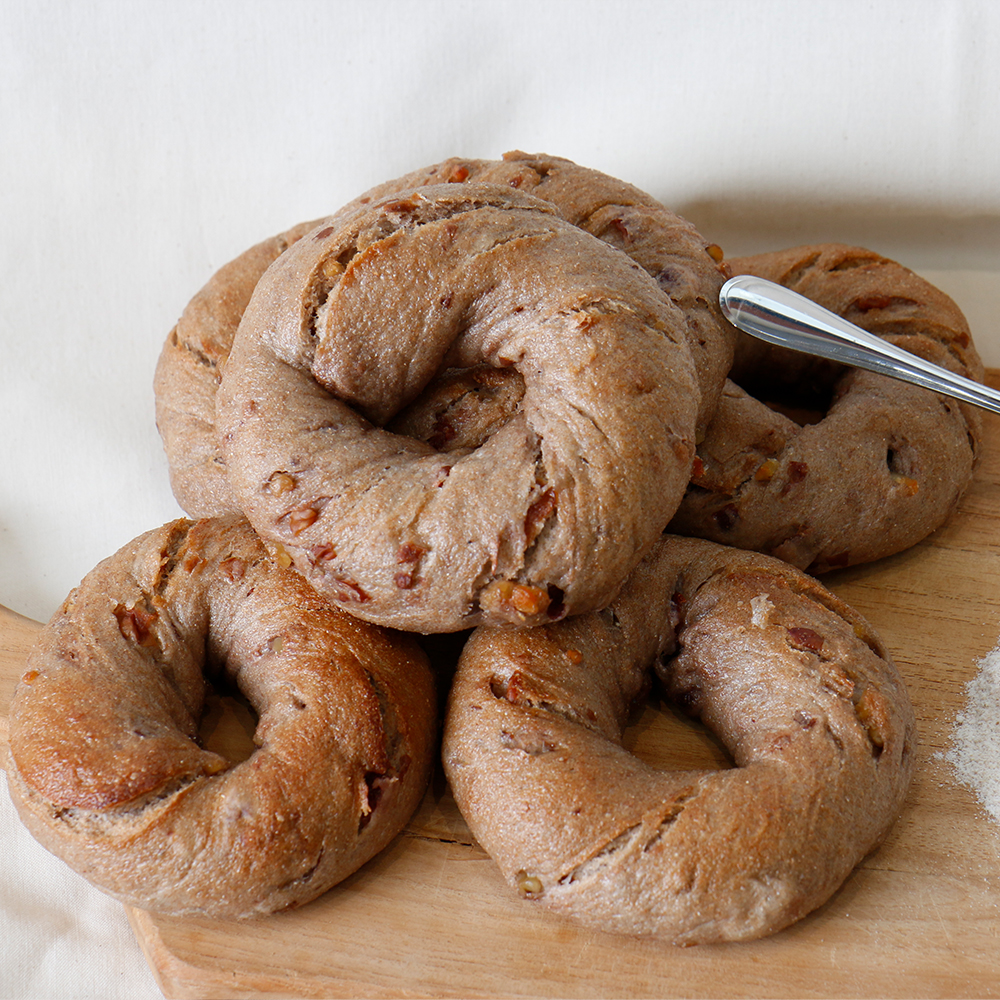 통밀 호두 크랜베리 베이글 110g 우리밀 천연발효 통곡물 건강 빵