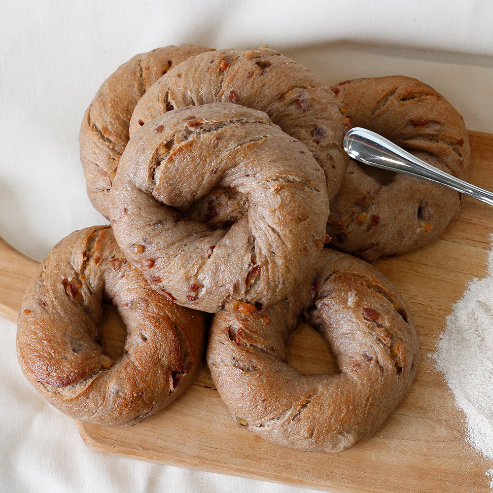 통밀 호두 크랜베리 베이글 110g 우리밀 천연발효 통곡물 건강 빵 대표이미지 섬네일