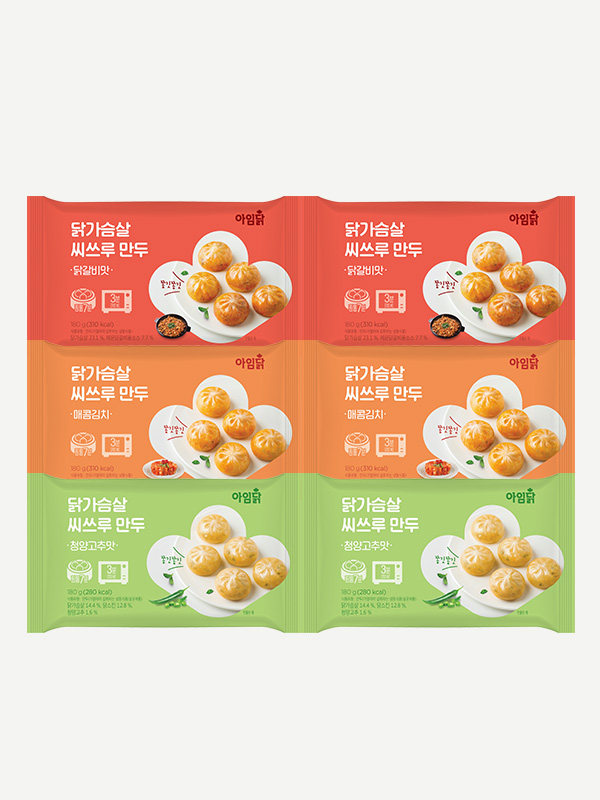육즙가득 닭가슴살 씨쓰루 만두 3종 (180g×6팩)