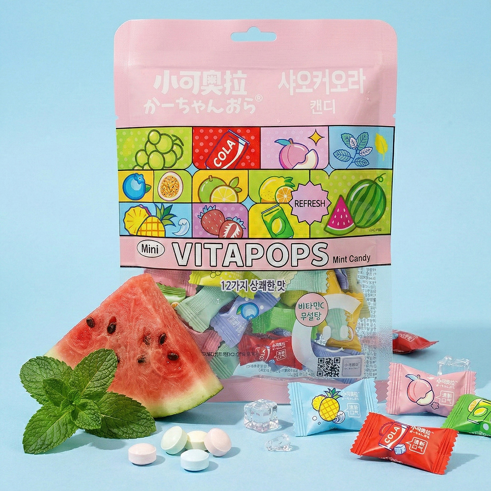 샤오커오라 민트향 비타민C 과일 12종 믹스 베트남 무설탕 알사탕 캔디 500g + 500g