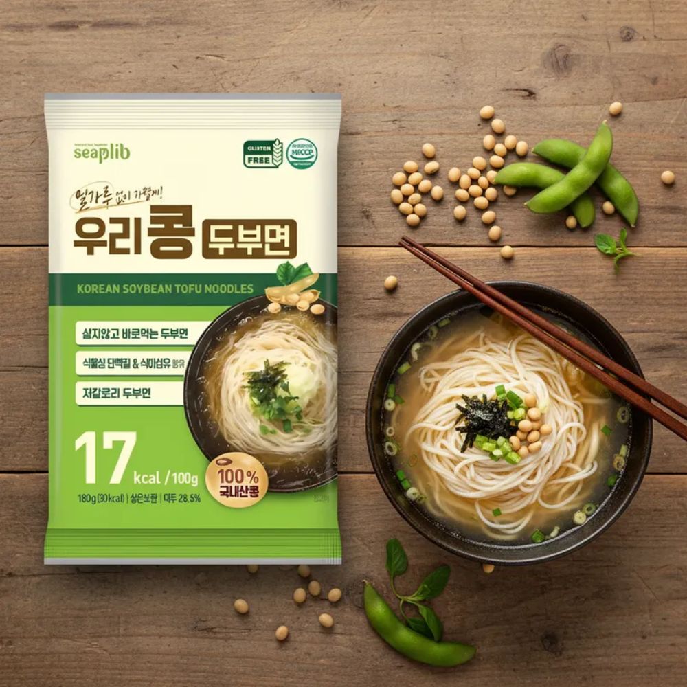 [해미푸드] 우리콩 두부면 저칼로리 두부국수 180g 10봉(비빔소스5개 + 메밀소스5개) 대표이미지 섬네일