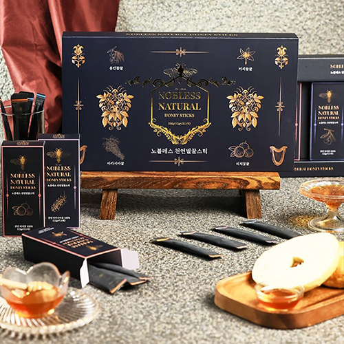 노블레스 천연 벌꿀 스틱 꿀 선물 4종세트 12gX28스틱 아카시아 커피 리치 용안