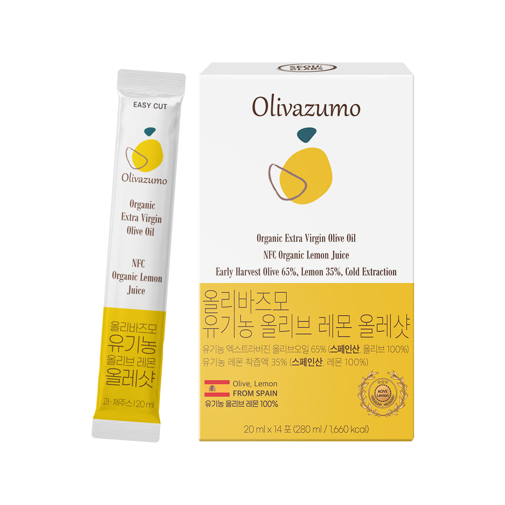 [올리바즈모] 유기농 올리브오일 레몬 올레샷 스틱 20ml 14포
