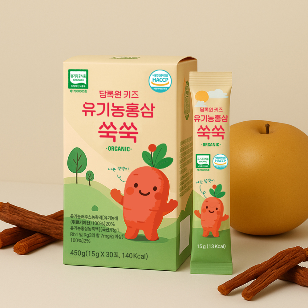 담록원 유기농 키즈 홍삼 쑥쑥 (15g X 30포)