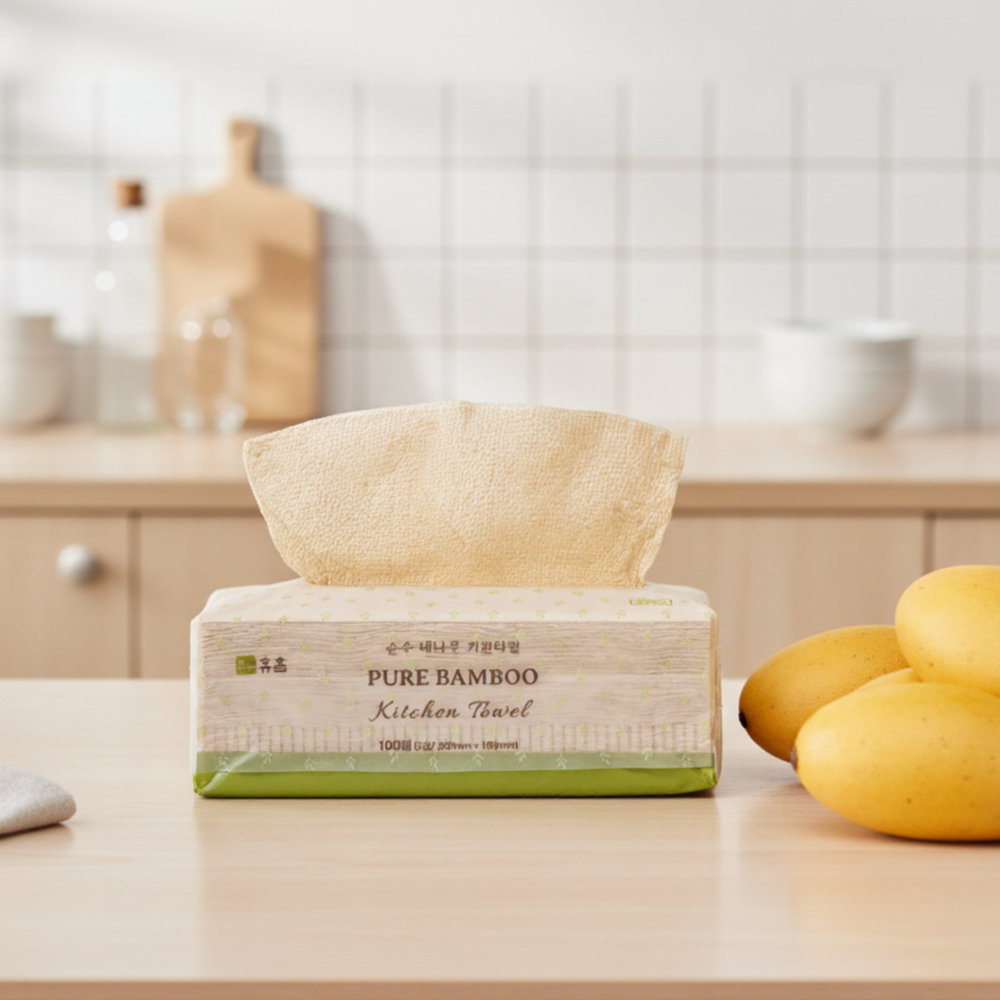휴홈 무표백 순수 대나무 키친타월 100매 9팩