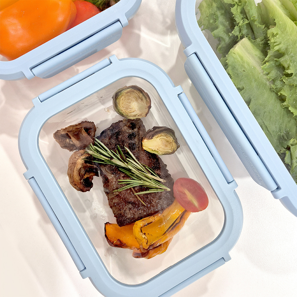 휴홈 더 투명한 바이오 글라스 유리 밀폐용기 4종 세트