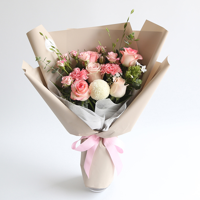 파스텔 핑크 생화꽃다발