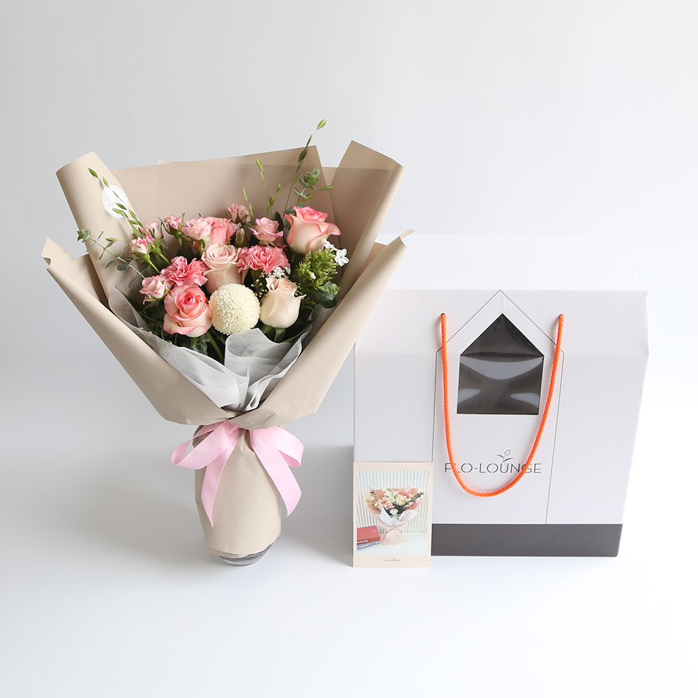 파스텔 핑크 생화꽃다발