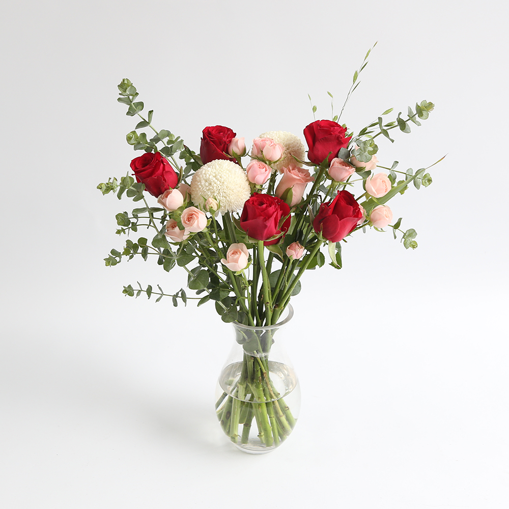 레드 장미 생화꽃다발