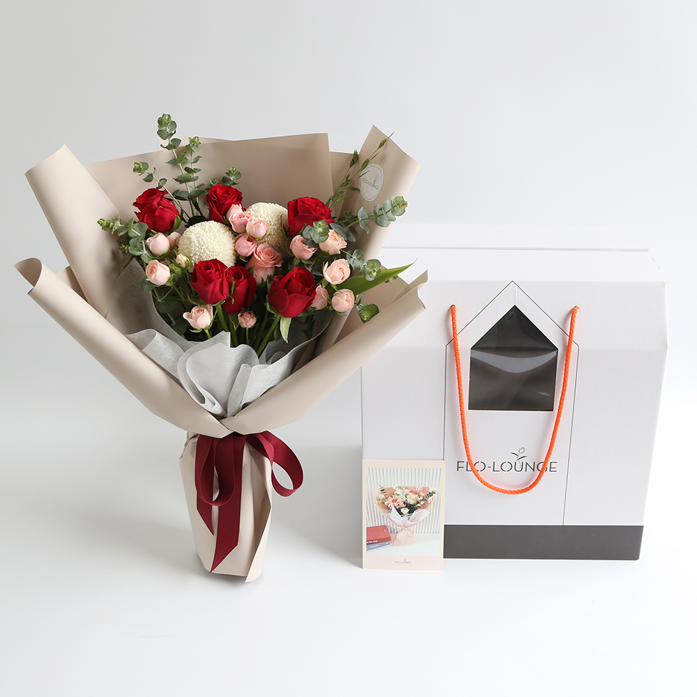 레드 장미 생화꽃다발