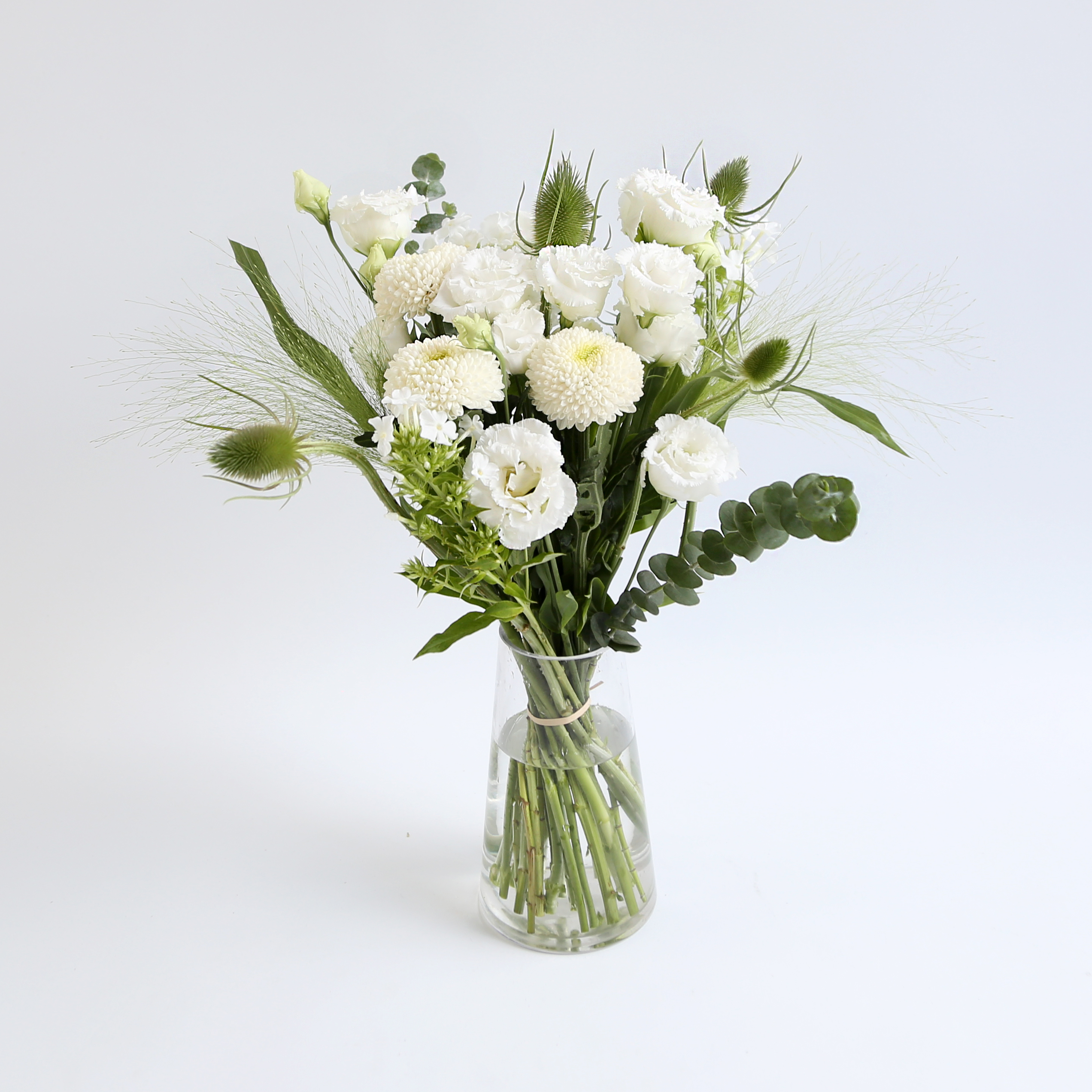 화이트 그린 생화꽃다발