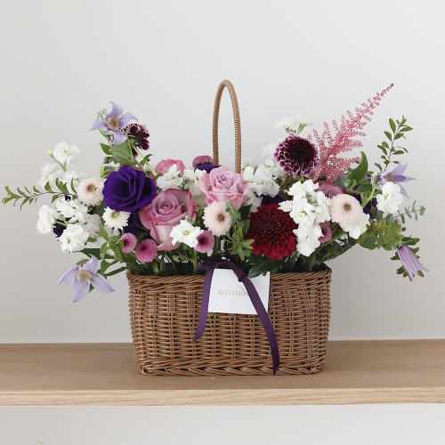보라톤 사각 생화꽃바구니