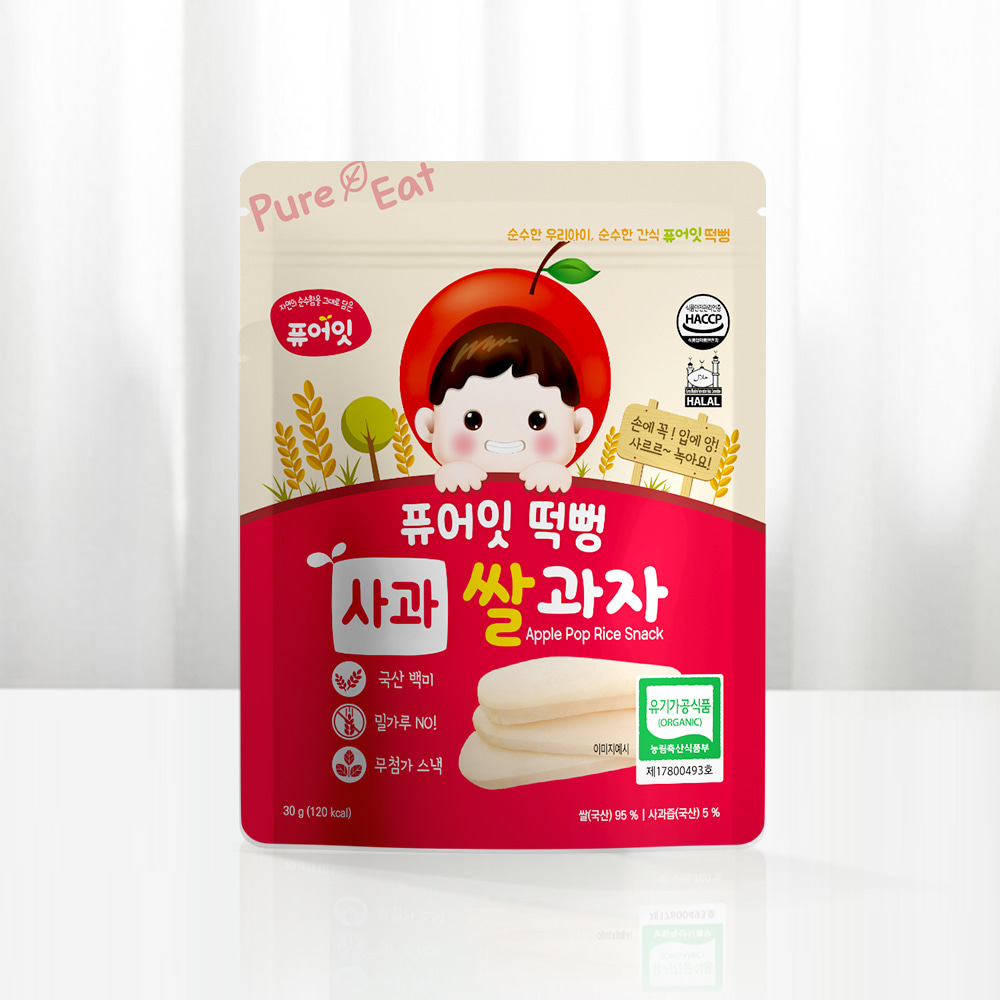 퓨어잇 떡뻥 유기농 사과 쌀과자 아이간식 대표이미지 섬네일