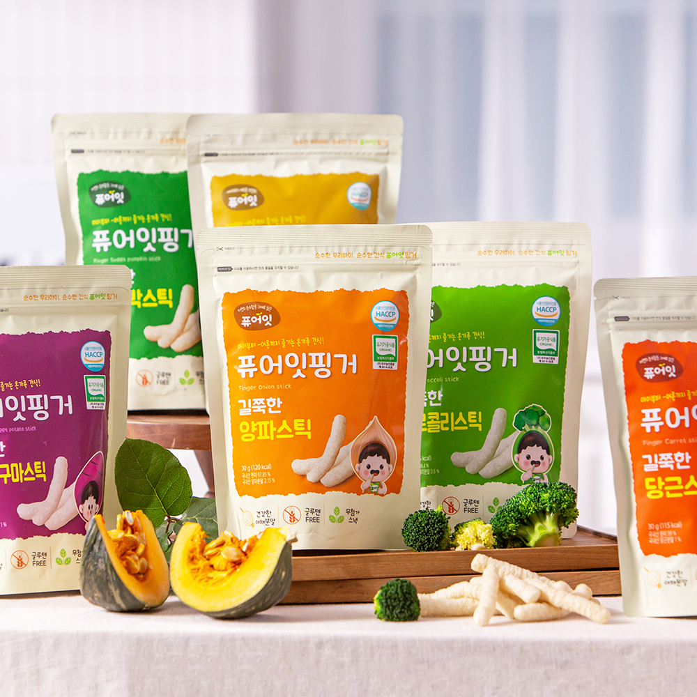퓨어잇 핑거 유기농 아이과자 길쭉한 야채스틱 4가지맛 아기 간식 유아