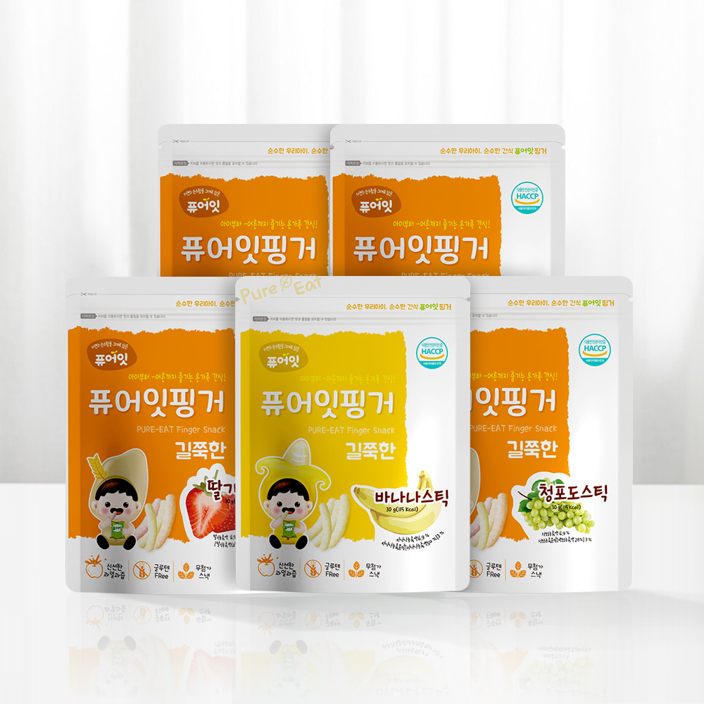 퓨어잇 핑거 아이과자 길쭉한 과일스틱 5가지 맛 아기 간식 유아 대표이미지 섬네일
