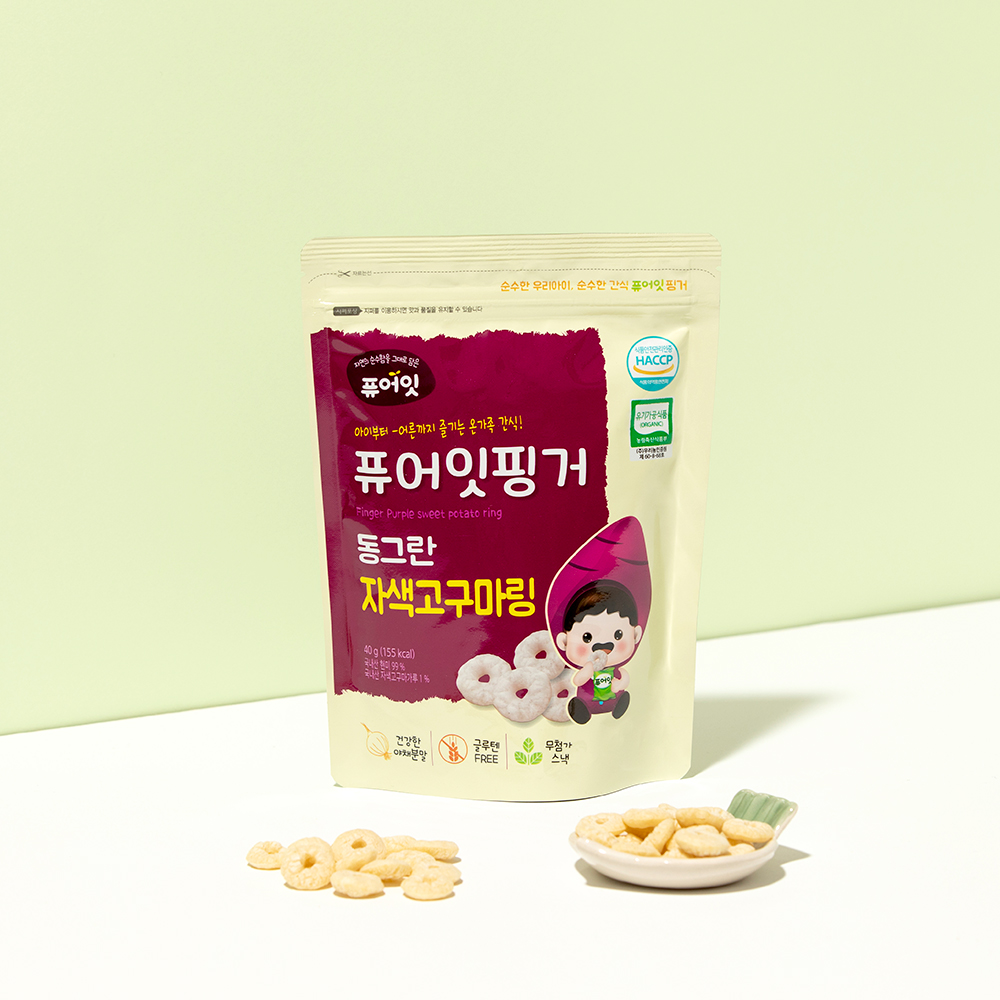 퓨어잇 핑거 유기농 아이과자 동그란 자색고구마링 아기 간식