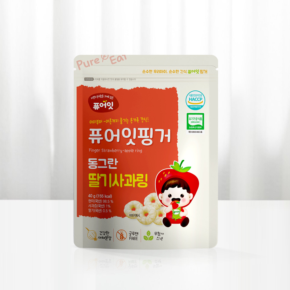 퓨어잇 핑거 유기농 아이과자 동그란 딸기사과링 아기 간식 대표이미지 섬네일
