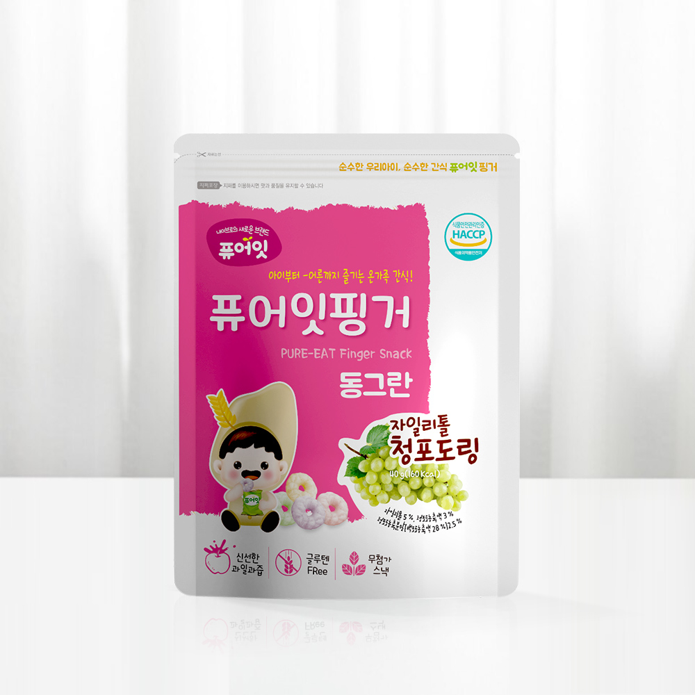 퓨어잇 핑거 동그란 자일리톨 청포도링 아이과자 과일링 간식 대표이미지 섬네일