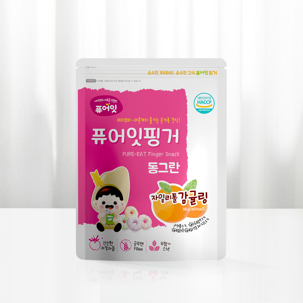 퓨어잇 핑거 동그란 자일리톨 감귤링 아이과자 과일링 간식 대표이미지 섬네일