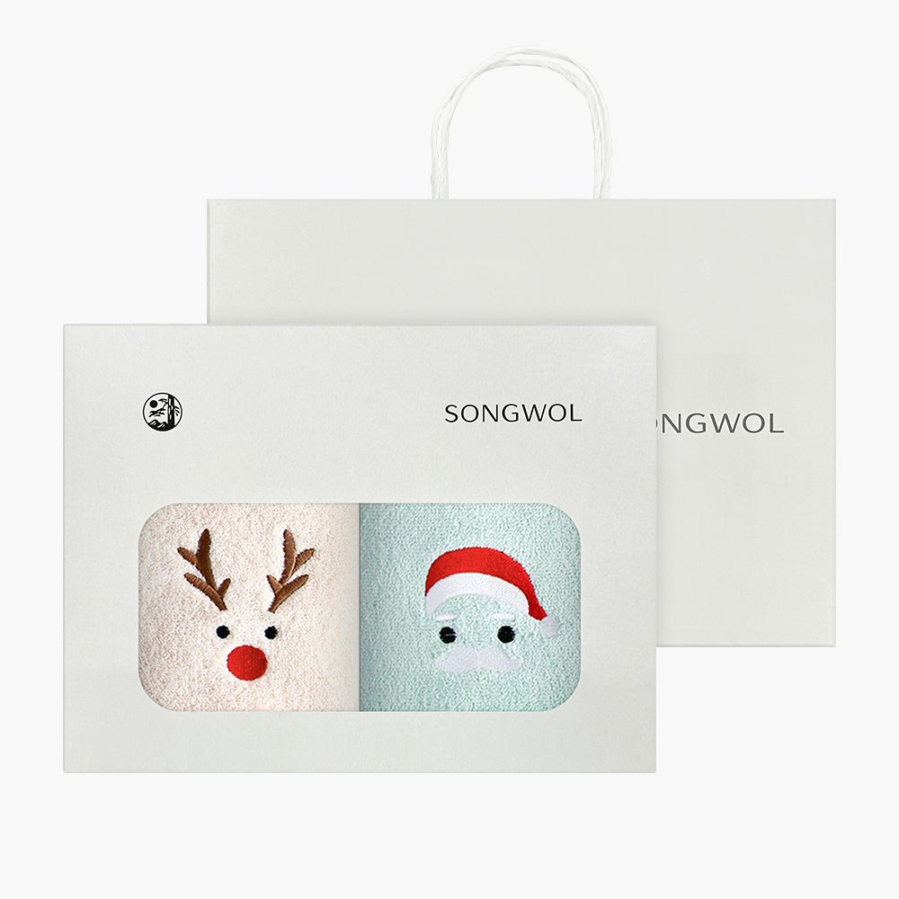 송월 루돌프+눈사람+산타 2매선물세트+쇼핑백