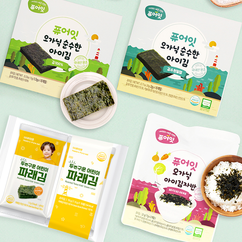 퓨어잇 유기농 아기김 2팩+2팩 김자반 아이 반찬