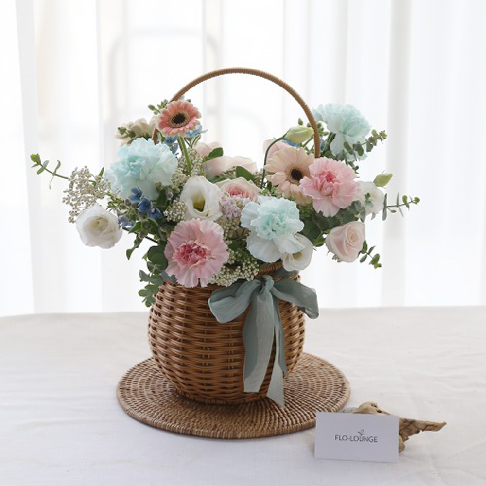 코튼캔디 바스켓 생화꽃바구니