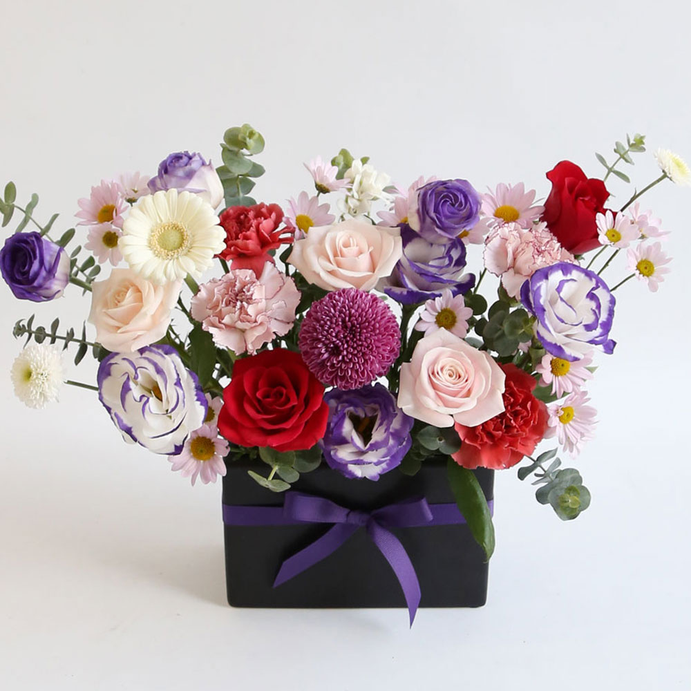 블랙화기 센터피스 생화꽃바구니