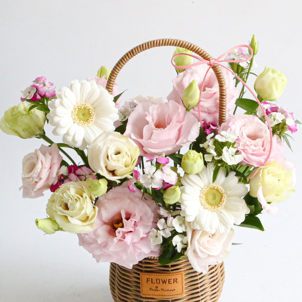 리시안셔스 생화꽃바구니