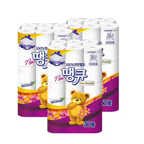 [수목제지] 1+1+1 트루마리 땡큐 30M 30롤(총3팩)