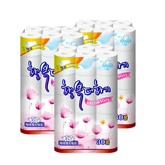 [수목제지] 1+1+1 행복더하기 30M 30롤(총3팩)