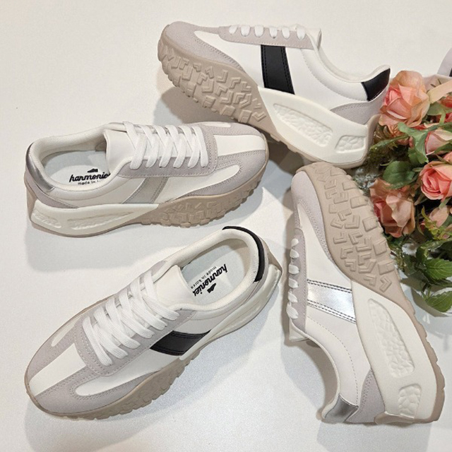 로다 국산 라인 패턴 포인트 키높이 통굽 스니커즈 7cm