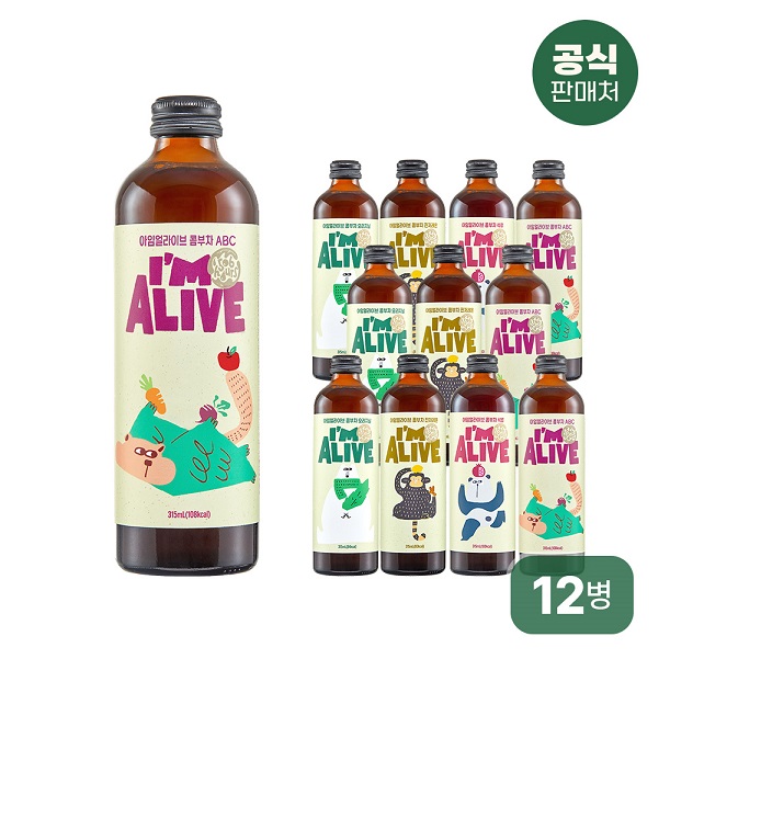 아임얼라이브 유기농 다이어트 건강음료 콤부차 315mlx12병
