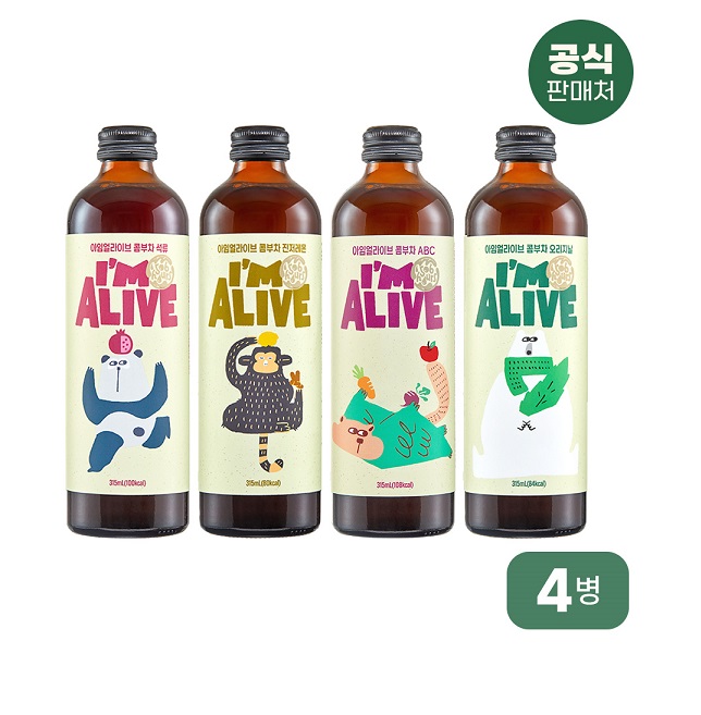 아임얼라이브 유기농 다이어트 건강음료 콤부차 315mlx4병