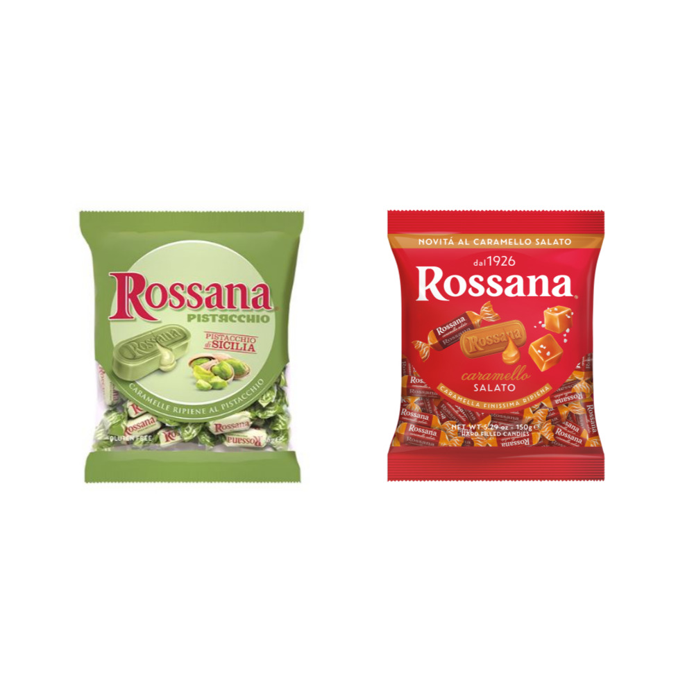 로사나 피스타치오 캔디 1봉지 + 솔티 카라멜 캔디 1봉지 (상품별 개별 포장, 150g, 22개입)