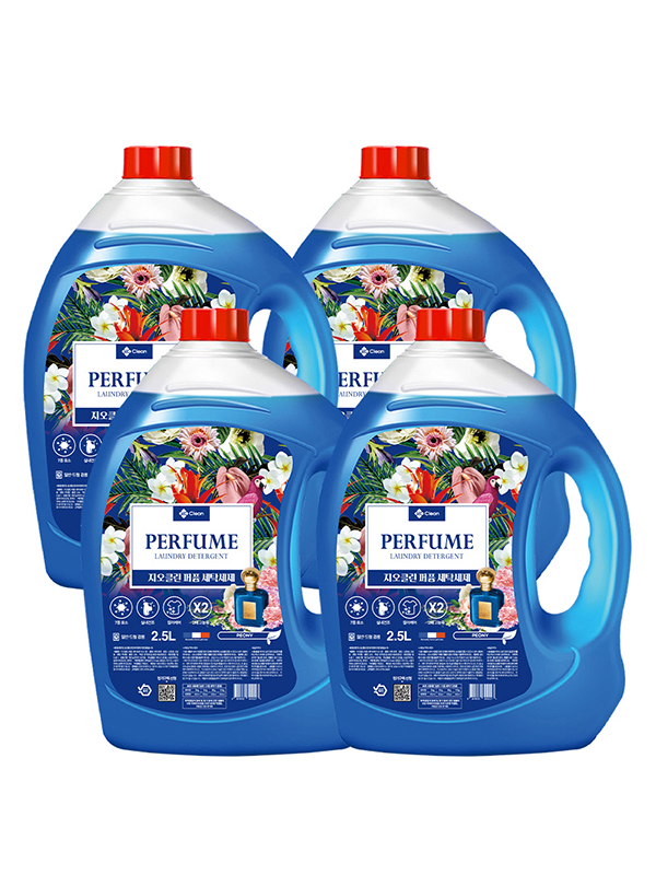[지오클린] 퍼퓸 액체 세탁세제 2.5L x 4개 / 대용량 중성세제 통돌이 드럼 겸용 고농축 7중효소 액체세제