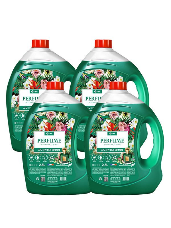 [지오클린] 퍼퓸 액체 세탁세제 2.5L x 4개 / 대용량 중성세제 통돌이 드럼 겸용 고농축 7중효소 액체세제
