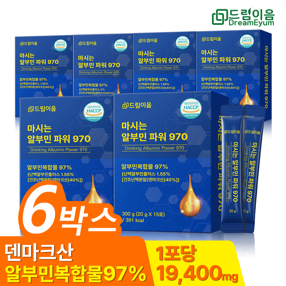 드림이음 마시는 알부민 파워 970 액상 스틱 20g x 15포 6박스