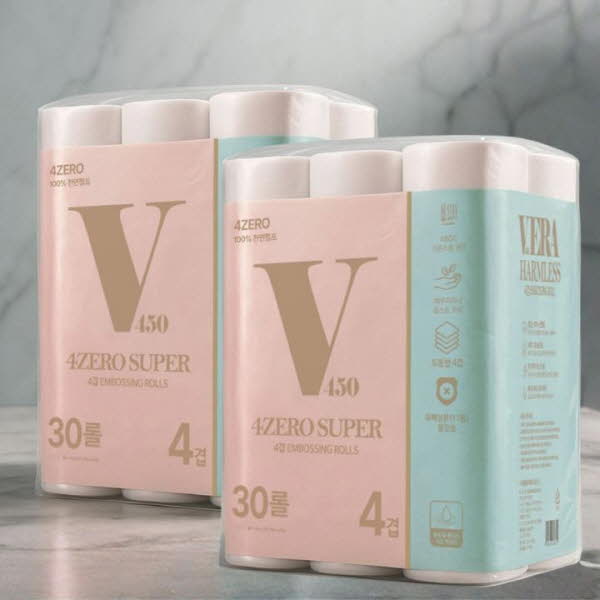 [VERA] 베라 4ZERO 무해력 슈퍼 (4겹엠보싱 25MX30롤) 두루마리 화장지 휴지