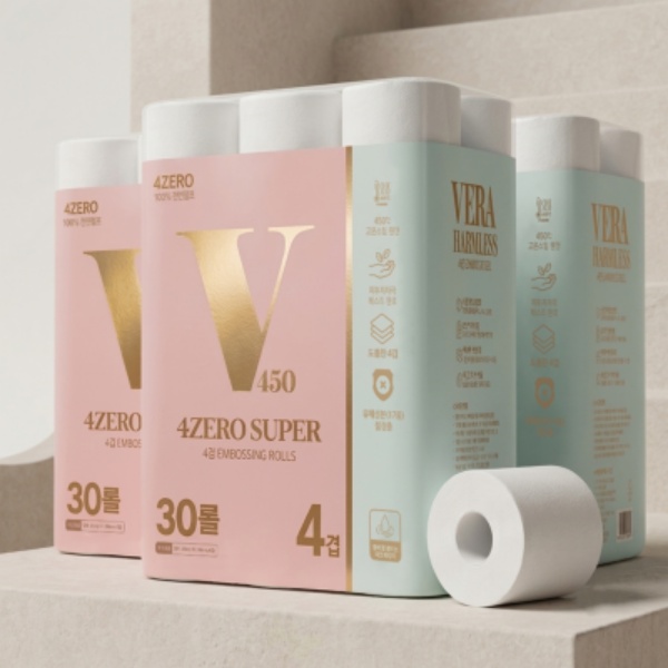 [VERA] 베라 4ZERO 무해력 슈퍼 (4겹엠보싱 25MX30롤) 두루마리 화장지 휴지