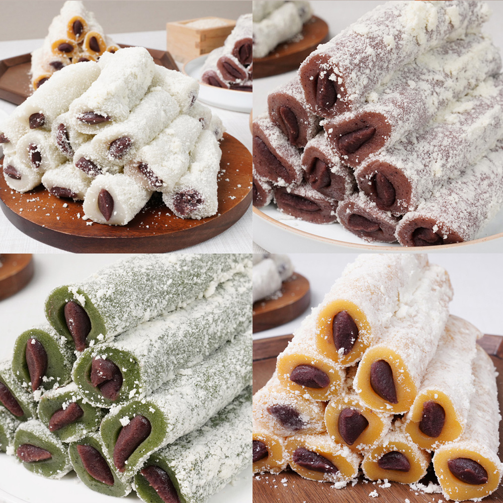 [우리쌀] 포슬포슬 팥앙금 카스테라말이떡 (백/흑미/호박/쑥) 1kg