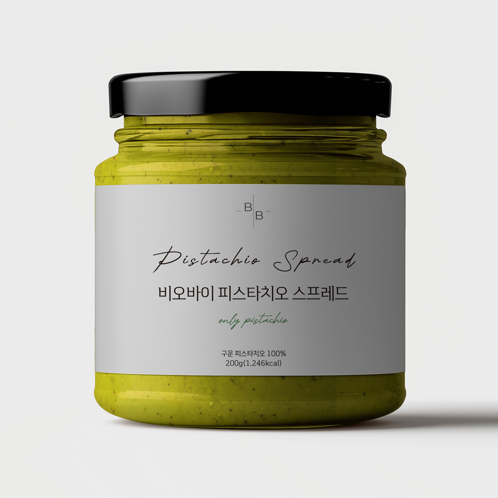 비오바이 무가당 피스타치오 스프레드 200g 1병 무첨가 국산유리병