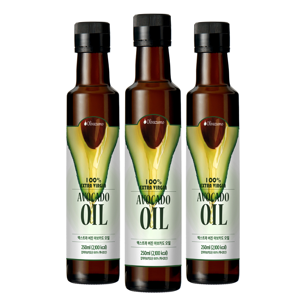 [올리바즈모] 냉압착 아보카도오일 엑스트라버진 100% 250ml 3병