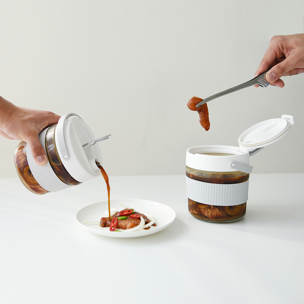 히어키친 3단 유리 밀폐용기 잼병 과일청 용기