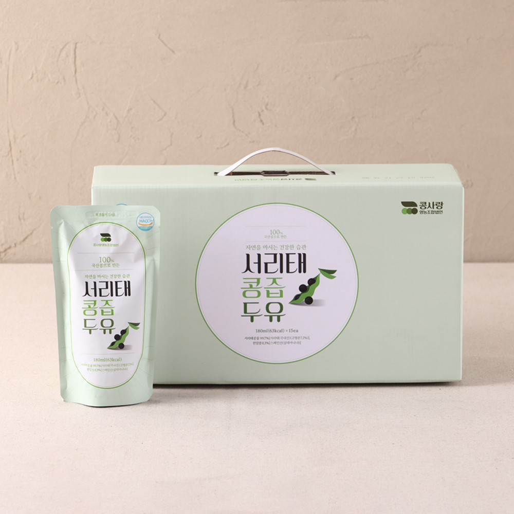 콩사랑영농조합 서리태콩즙두유 국산 검은콩 고단백 맷돌 무가당 두유 대표이미지 섬네일