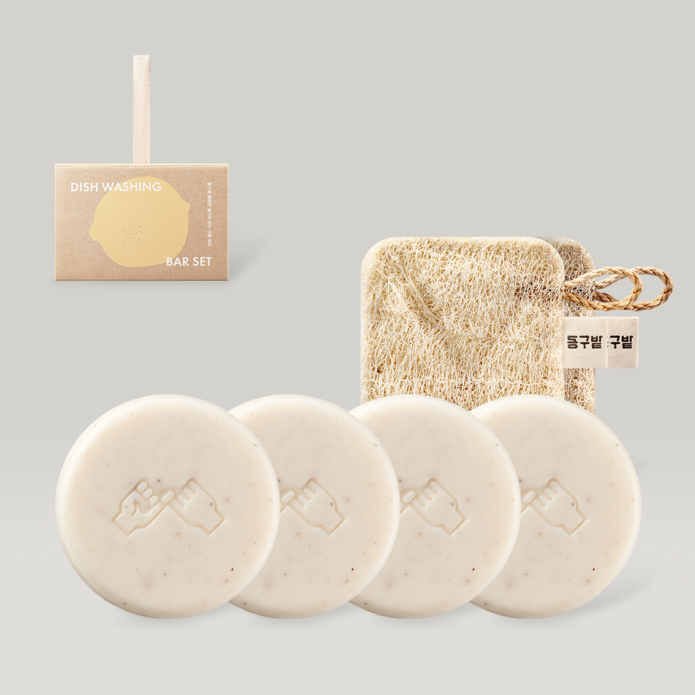 [집들이 선물용] 동구밭 설거지 워싱바 선물세트(설거지워싱바 150g 4개 + 천연수세미 기본형 2개)