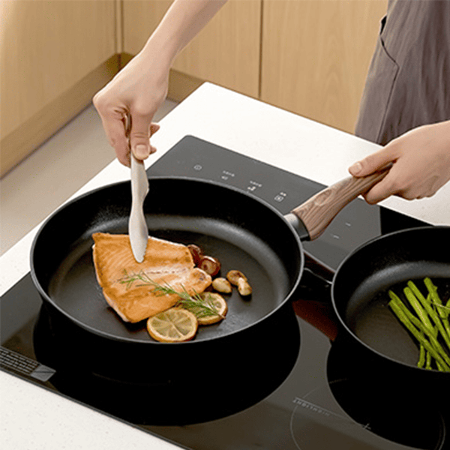 쿡텐 더 넓은 IH 티타늄 코팅 프라이팬 국산