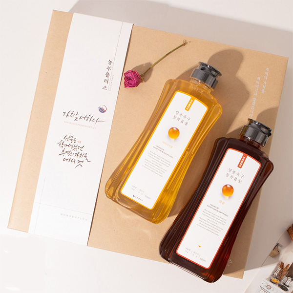 농부플러스 국산 토종꿀 아카시아꿀 야생화 잡화꿀 밤 숙성 꿀 1kg 2구 선물세트 대표이미지 섬네일