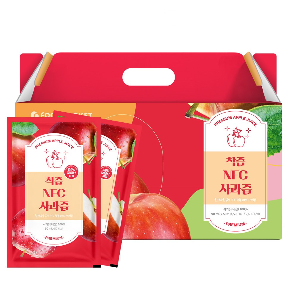 푸드버킷 물없이 갈아만든 NFC착즙 사과즙 50포, 1개