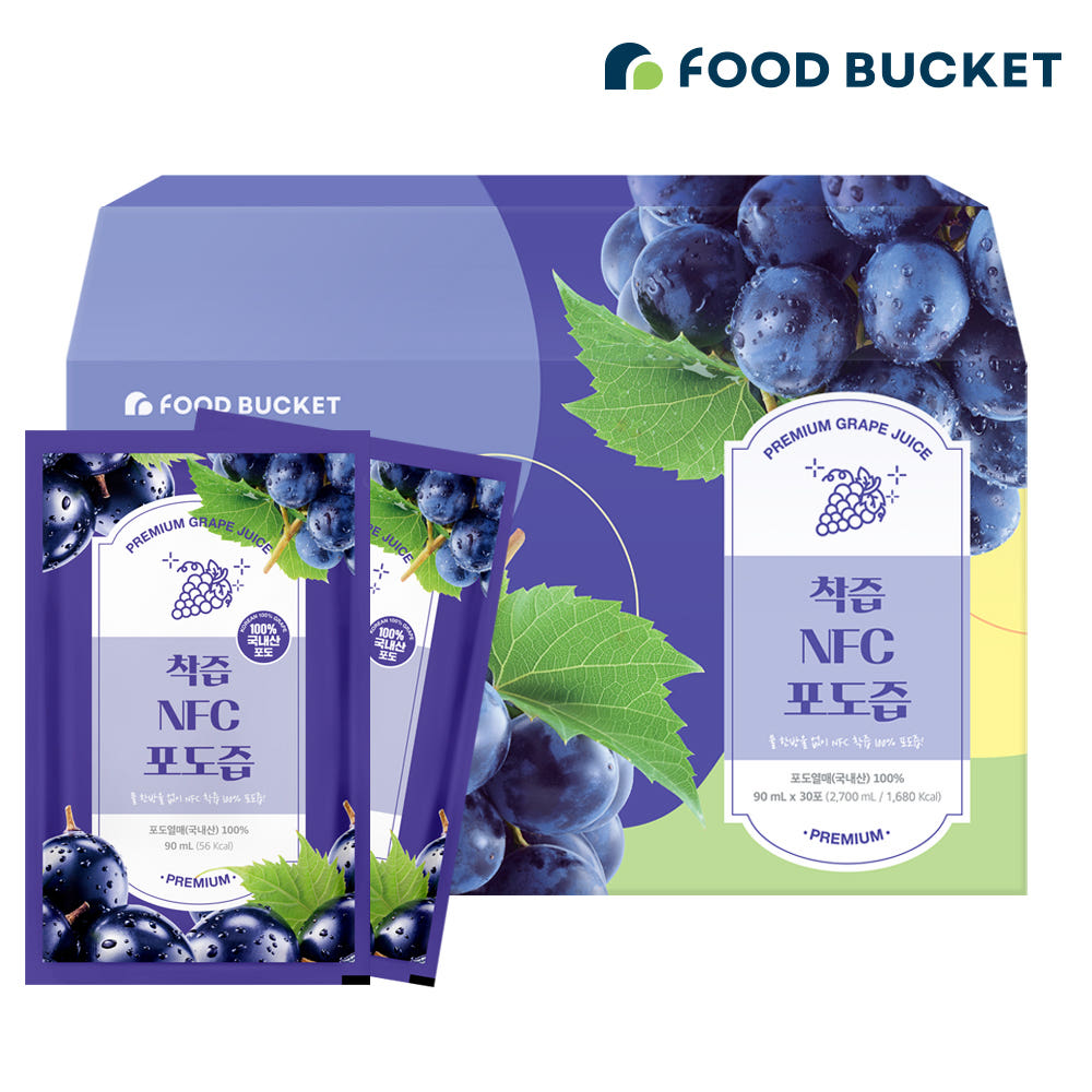 푸드버킷 물없이 갈아만든 국내산 NFC 착즙 포도즙 30포, 1개